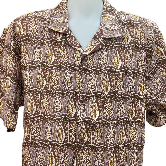 Steve Harvey Celebrity ED Hawaiian Mens Shirt XXL Brown Yellow Abstract Pattern - Picture 3 of 12